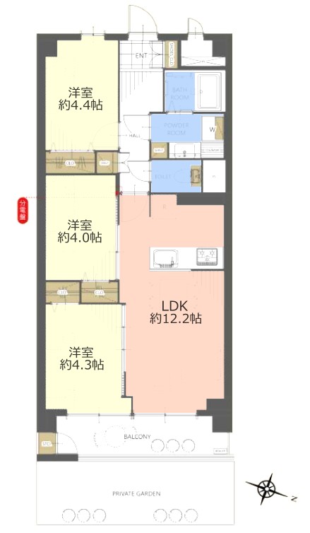 東建西ケ丘マンション1階　間取図
