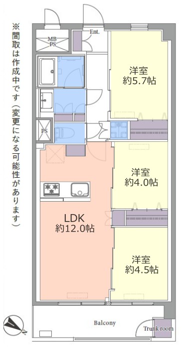 東建西ケ丘マンション2階　間取図