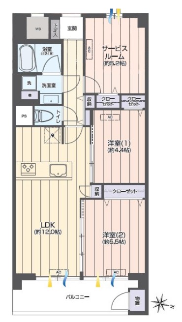 東建西ケ丘マンション5階　間取図