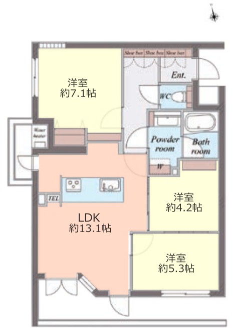 クアトロウーノ城北中央公園5階　間取図