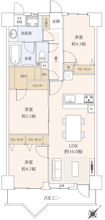 ライオンズヒルズ和光2階　間取図