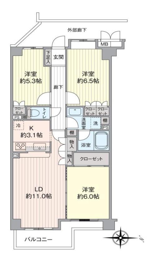 ヴェルレージュ板橋前野町3階 間取図