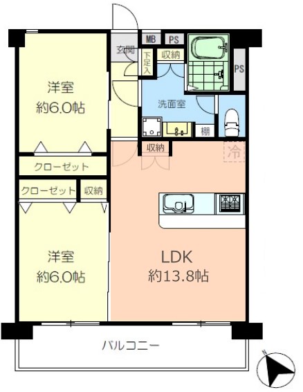 山手通りオークレジデンス12階　間取図