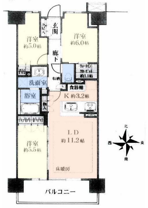 パークホームズ板橋蓮根二番街11階　間取図