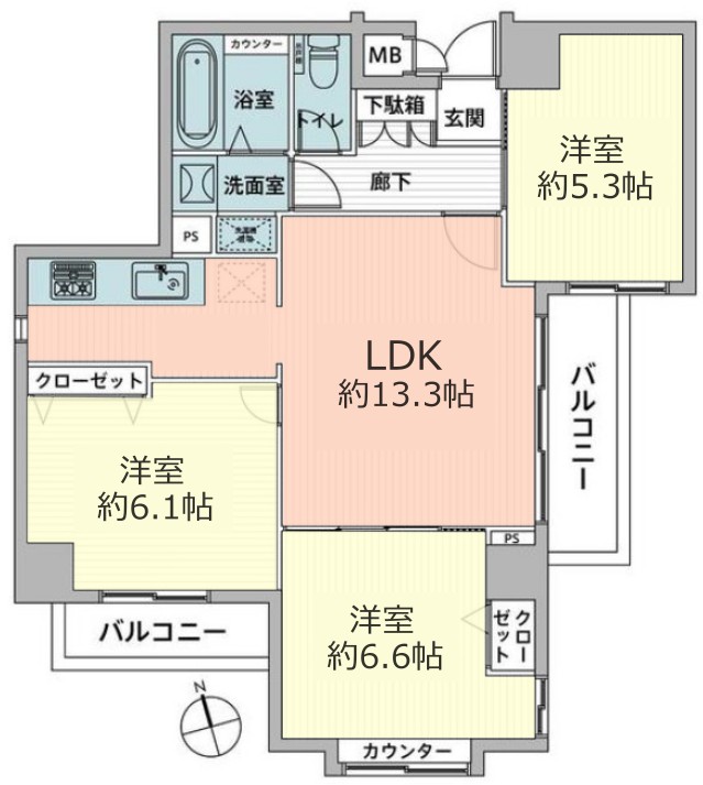 サーパス和光5階 間取図