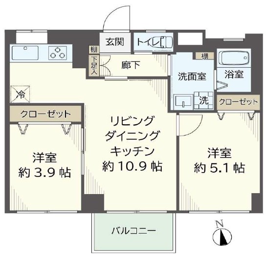ときわ第1マンション2階 間取図