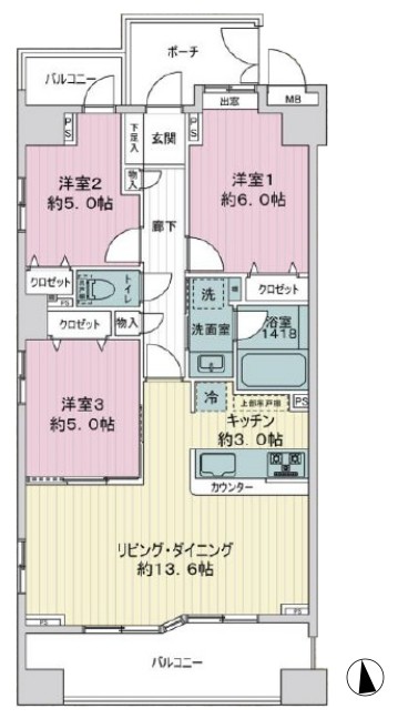 ルピナス大山グランドタワージェイステージ5階 間取図