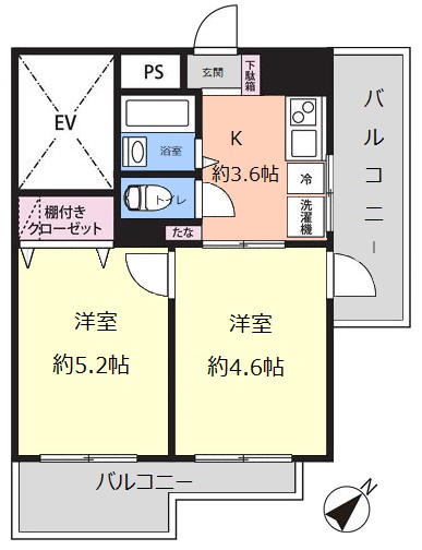 五条ハイム6階　間取図