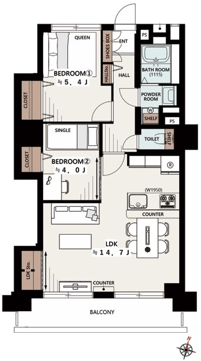 南町住宅5階　間取図