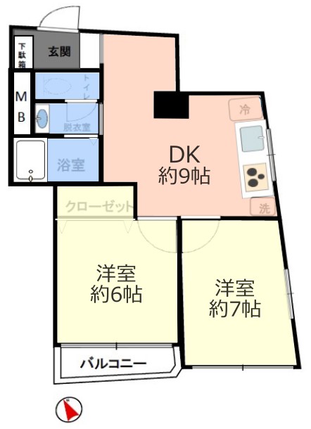 サンシュウ大山コーポ4階　間取図