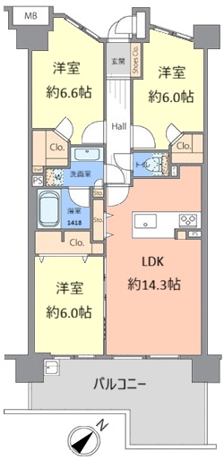 レーベンハイム加賀プレシャスフォルム2階 間取図