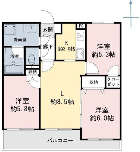 マイキャッスル本蓮沼3階 間取図