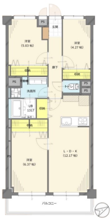 加賀町グリーンハイツ4階　間取図