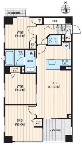 サンクタス城北中央公園ブラウンコート2階　間取図