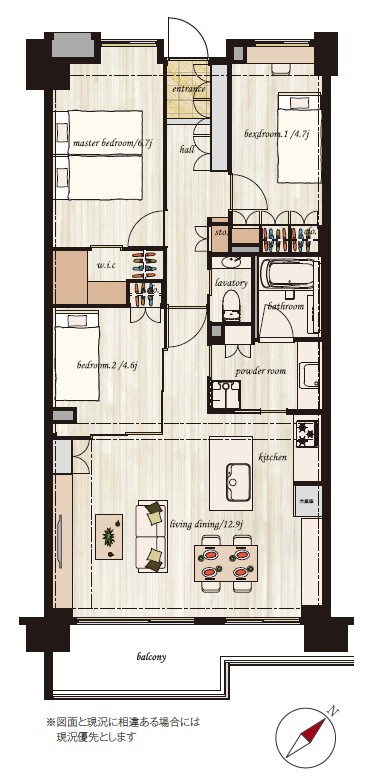 クレストフォルム蓮根城北公園3階　間取図
