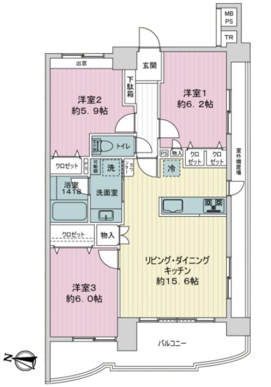 日神パレステージ大山14階　間取図