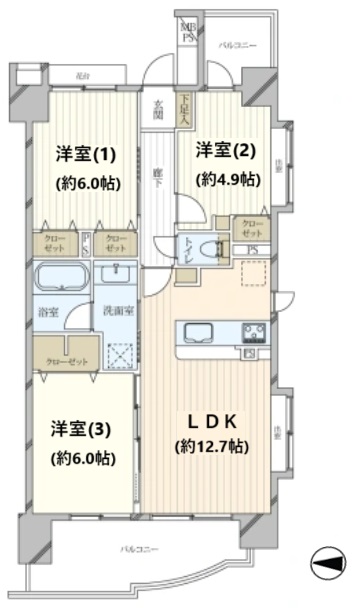 日神パレステージ大山6階 間取図