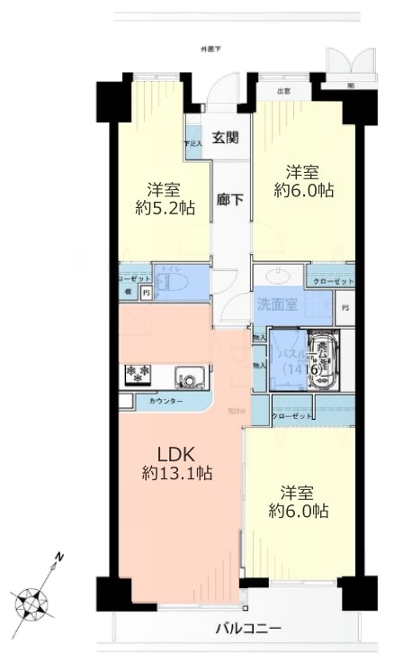 コスモ小竹向原2階　間取図