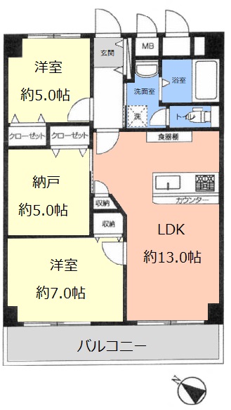 コンド向原3階　間取図