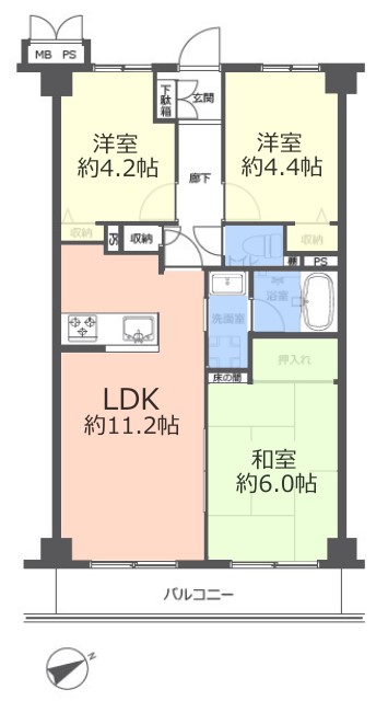 クリオ赤塚壱番館4階　間取図