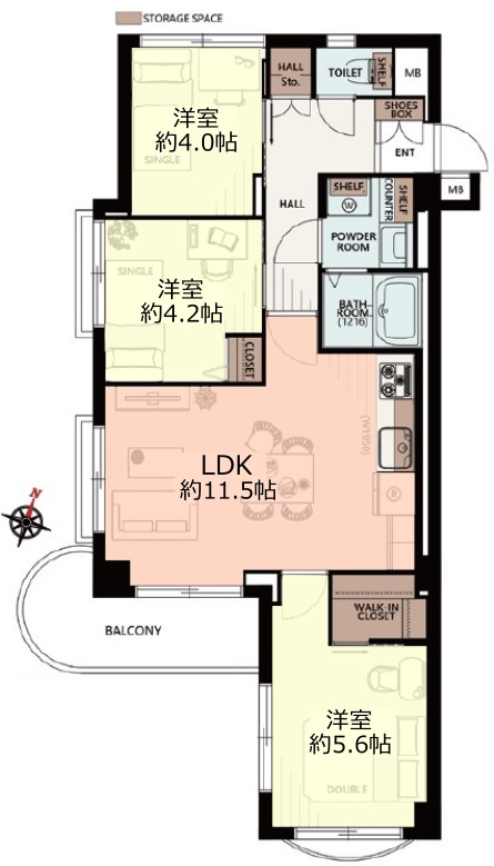 財形第9常盤台マンション3階　間取図