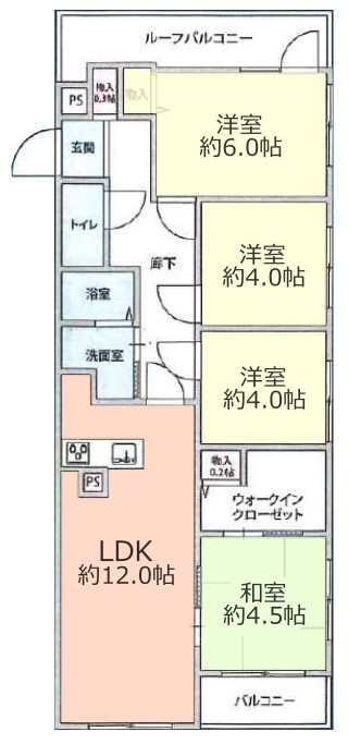 セザール第2中板橋4階　間取図