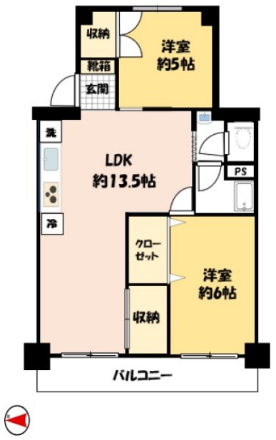 大山コーポサンキョー5階　間取図