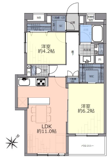 東建ニューハイツ成増2階　間取図