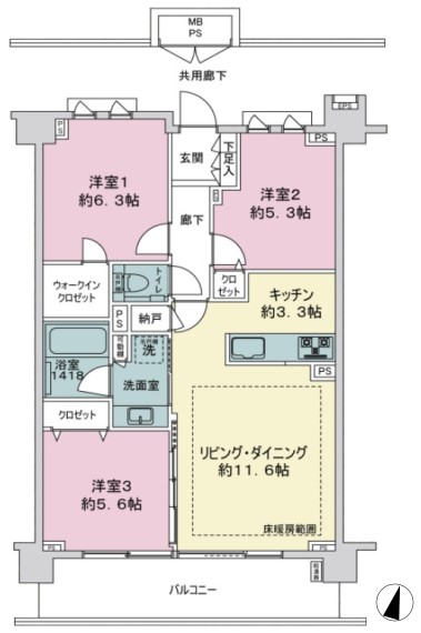 シティハウス志村三丁目ザレジデンス2階　間取図