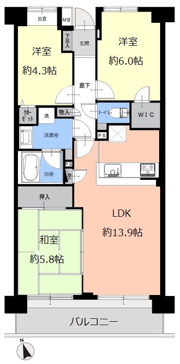 藤和シティホームズ板橋大山1番館7階　間取図