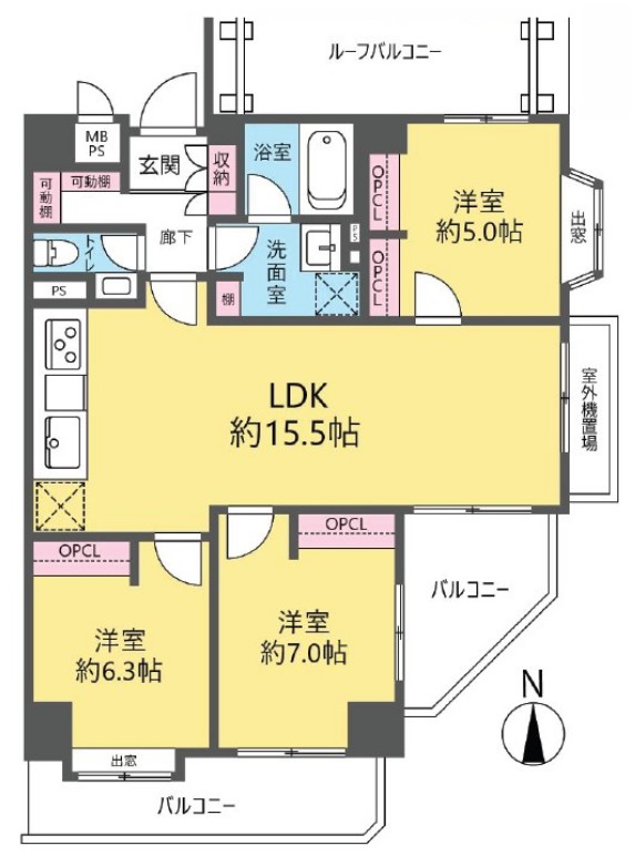 板橋本町サニーハイツ5階 間取図