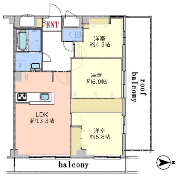 シティハイツ大山6階 間取図