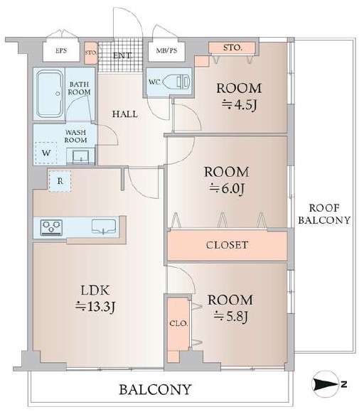 シティハイツ大山6階　間取図