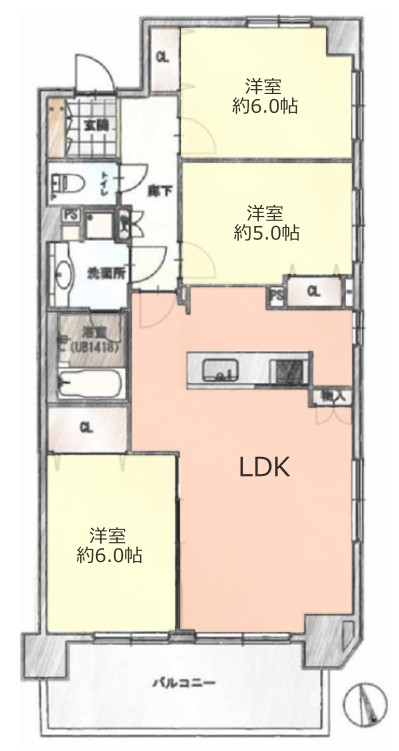 藤和シティホームズ小竹向原7階　間取図