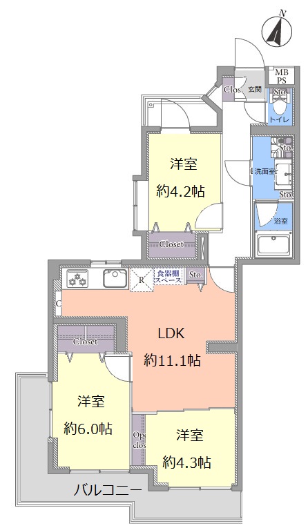 キャニオンマンション若木町5階　間取図