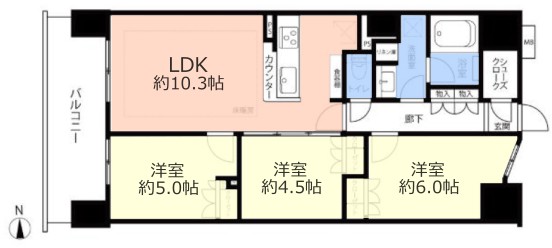 サンクレイドル板橋区役所前13階 間取図