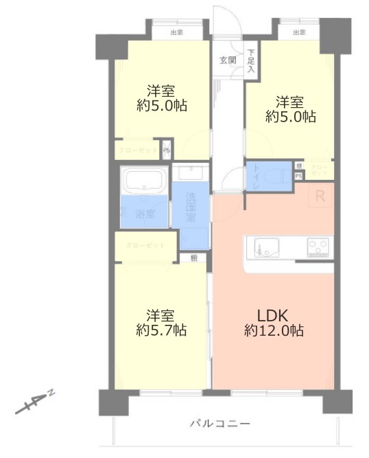 ライオンズマンション西高島平溝下公園弐番館2階 間取図
