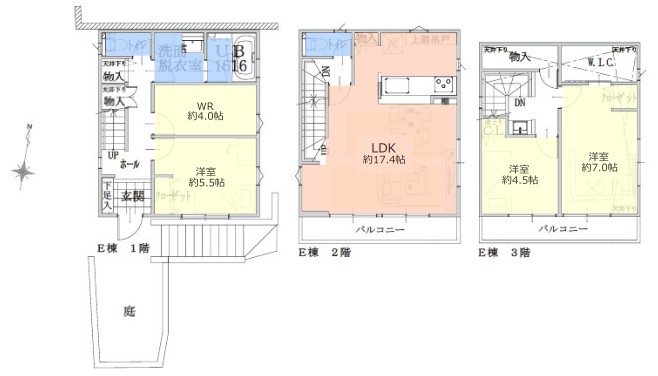 中台1丁目　新築戸建　Ｅ号棟間取図