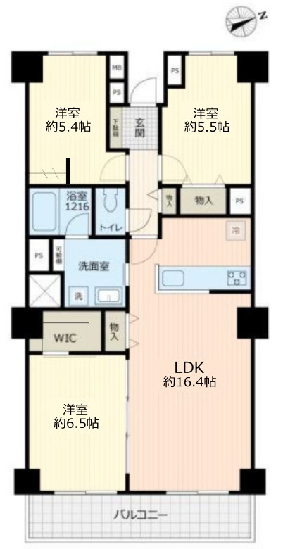 青木町スカイハイツ8階　間取図