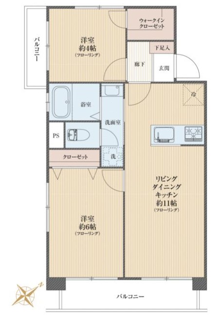 常盤台マイコーポ4階　間取図