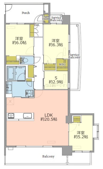 パラッシオ赤塚公園4階　間取図（仮）