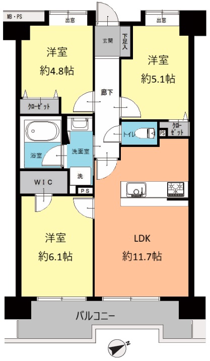 ライオンズマンション西高島平溝下公園壱番館2階　間取図