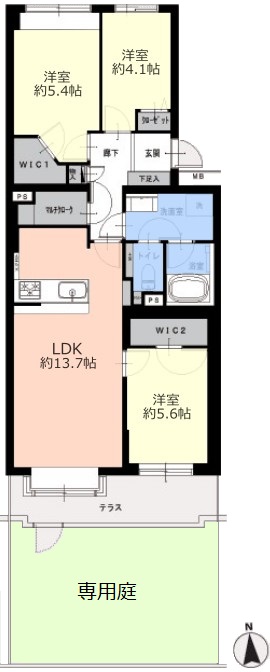 蓮根パークホームズ1階　間取図