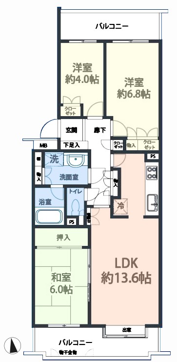 蓮根パークホームズ4階 間取図