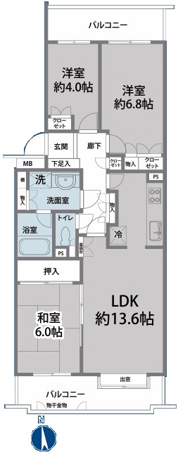 蓮根パークホームズ4階 間取図