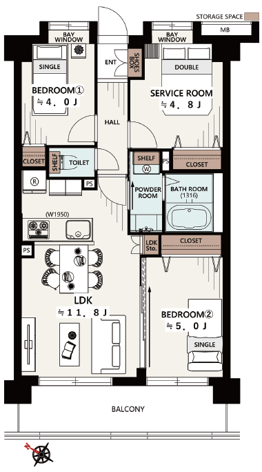 セザール第6赤塚公園2階 間取図