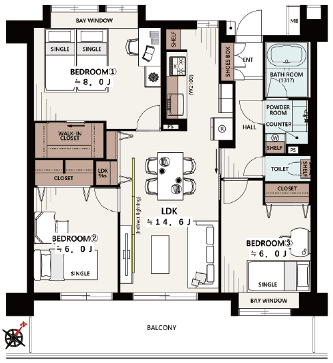ビューネ蓮根城北公園2階　間取図