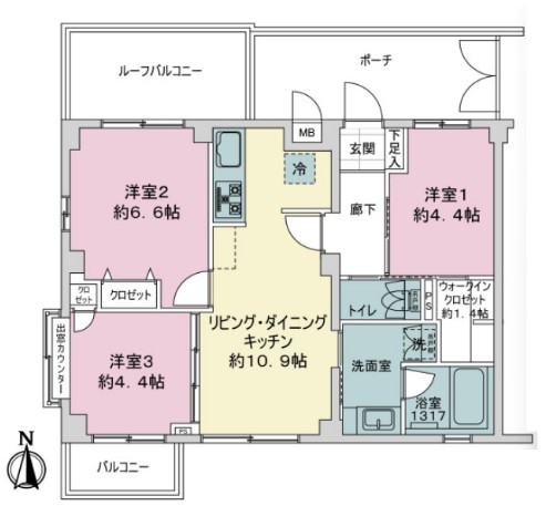 クリスタルパレス中板橋4階 間取図