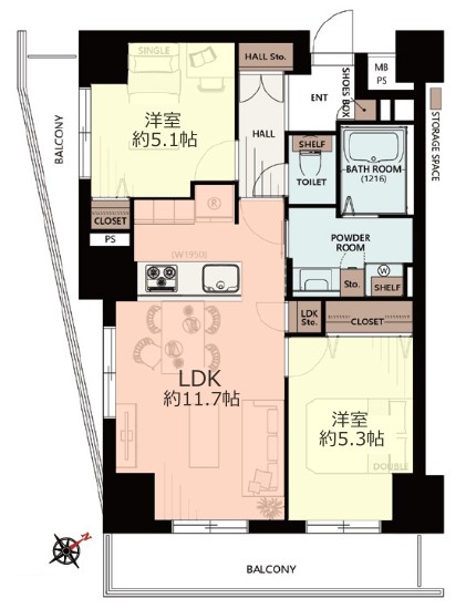 ヴィラ赤塚2階　間取図
