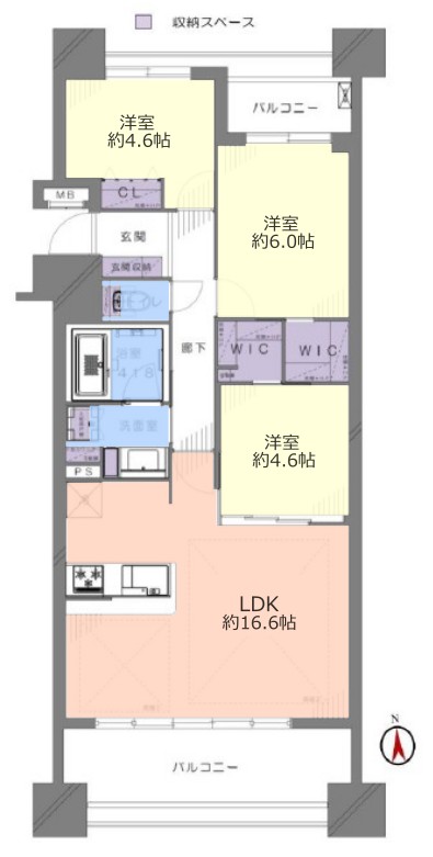 西台パークホームズ6階　間取図